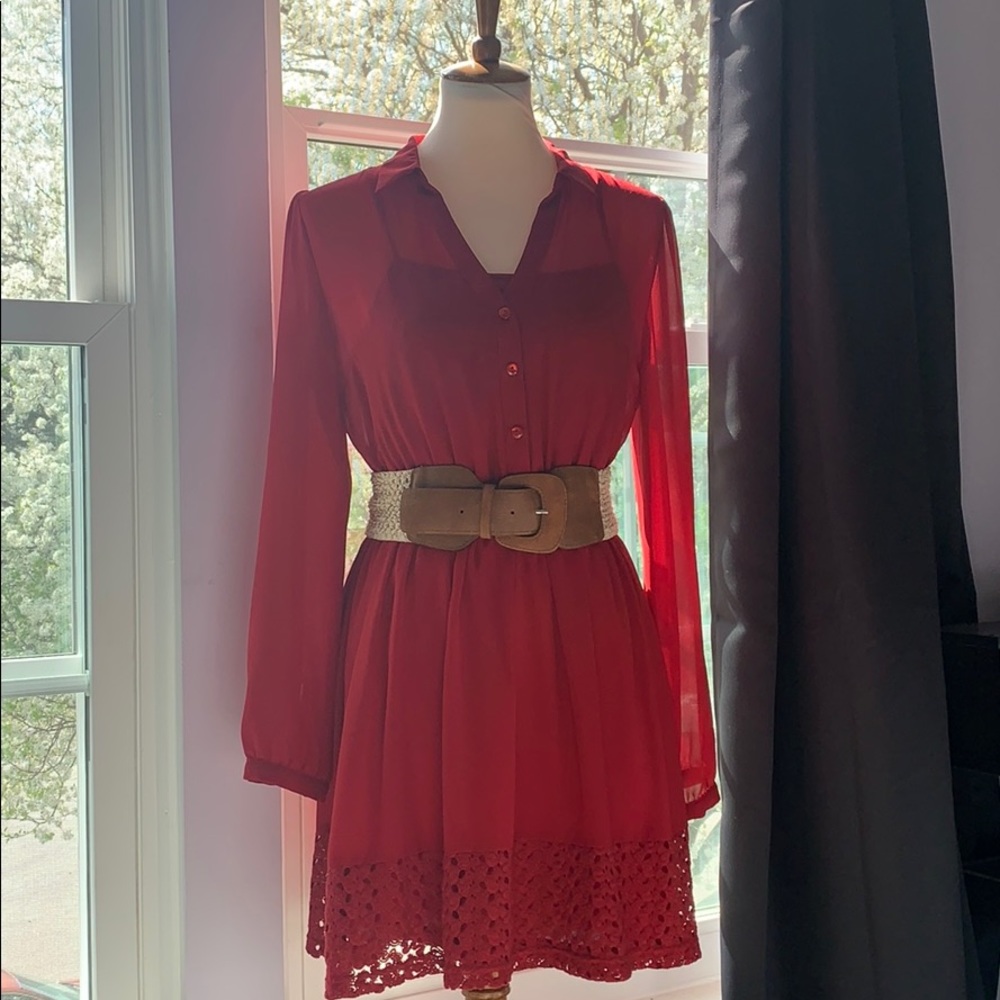 Flowy long sleeved button up dress